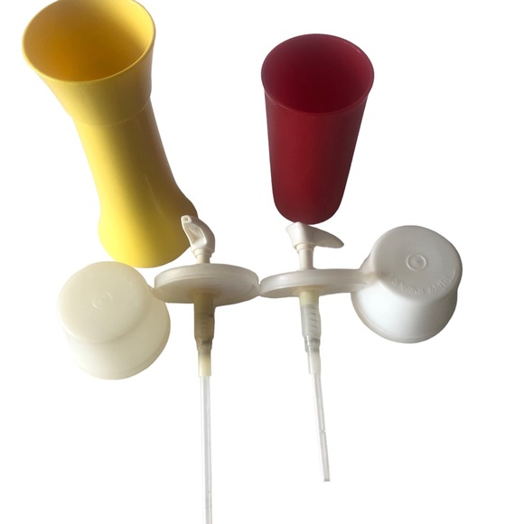 Vintage Tupperware Ketchup Mustard 718-10 1329-9 Pump Dispenser Travel - Picture 5 of 6